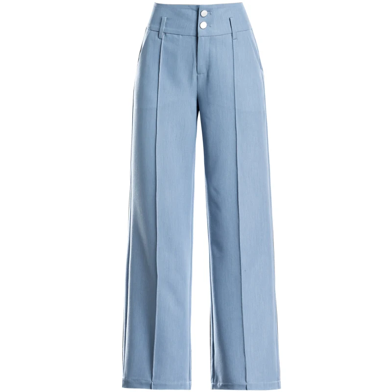 Брюки женские с двумя пряжками и широкими штанинами свободные повседневные