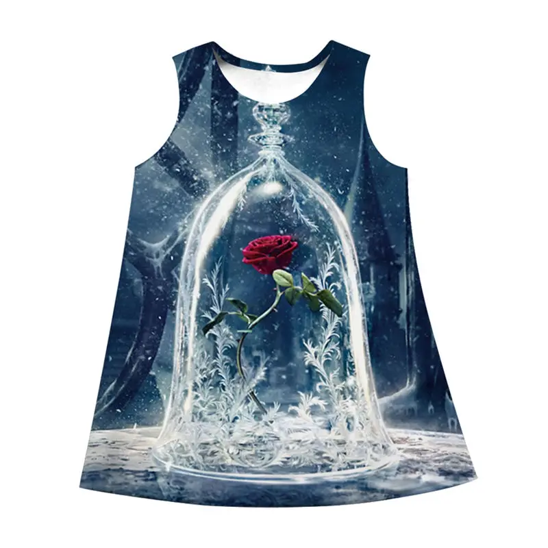 Платье с розами для девочек Летние Детские платья принцессы От 8 до 11 лет без