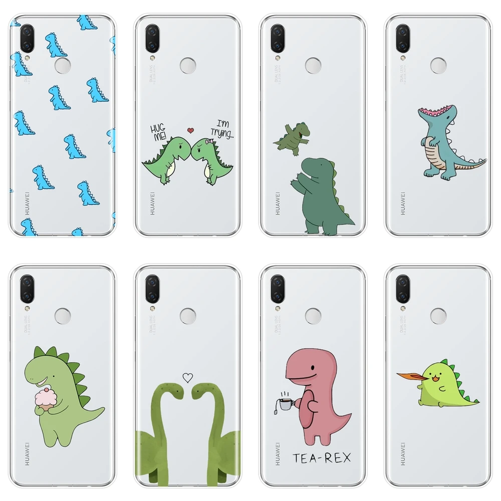 Задняя крышка для Huawei Nova Smart Lite 2017 Kawaii Dinosaur силиконовый мягкий чехол 2i 2 Plus 3 3I 3E