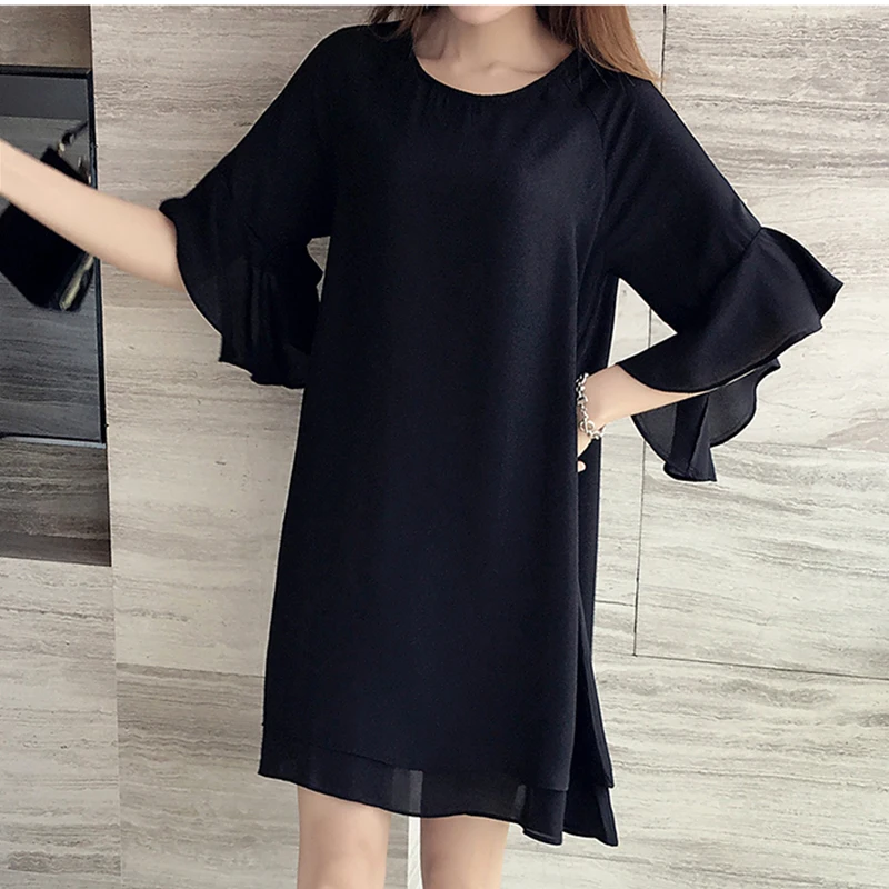 Большой леди платья 5XL 4XL 3XL корейские летние Для женщин Мода-Line свободные