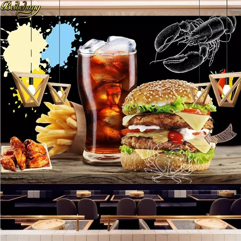 Обои на заказ в европейском и американском стиле ручная роспись гамбургер