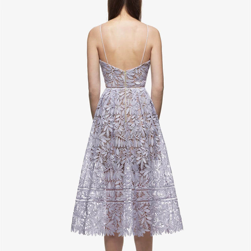 Женское платье на бретельках винтажное кружевное ажурное с открытой спиной лето