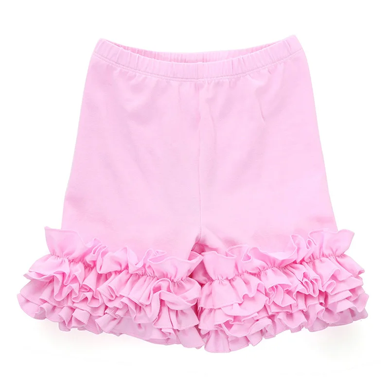 2018 шорты для девочек 6 см с оборками летние маленьких хлопковые однотонные в