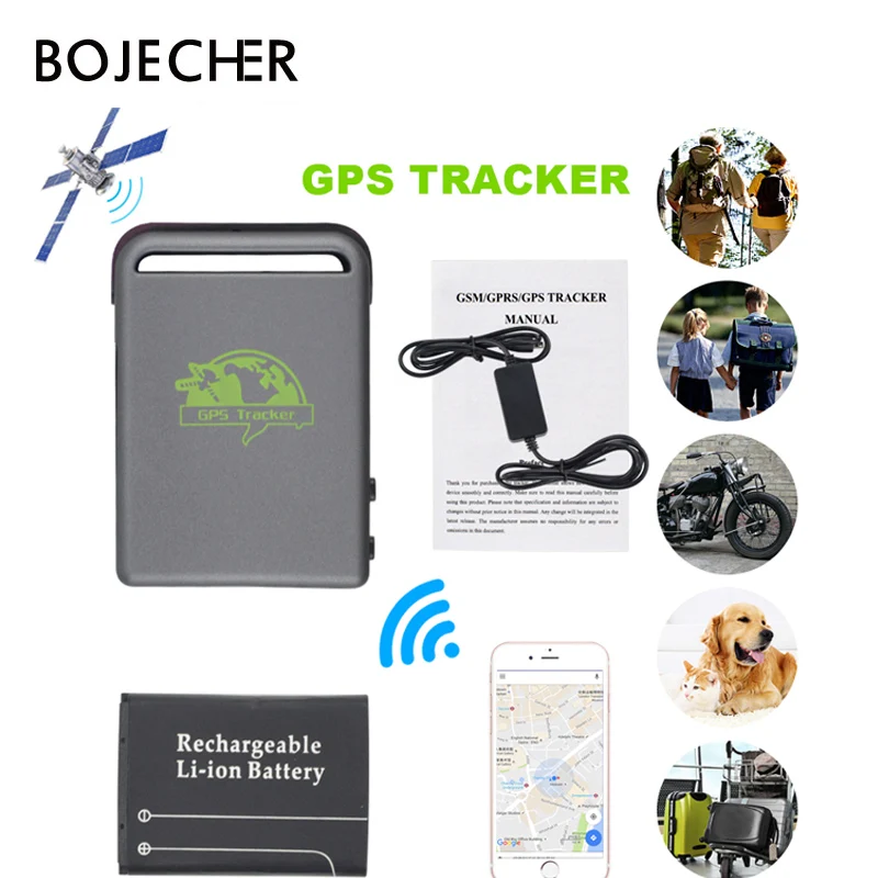 Автомобильный мини GPS трекер с зарядным устройством GSM TK102B в реальном времени