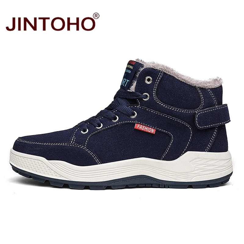 JINTOHO/Новая мужская зимняя обувь из замши; мужские Ботинки Зимняя обувь с мехом; модные Мужские зимние ботинки повседневные зимние ботинки; Bota Masculina