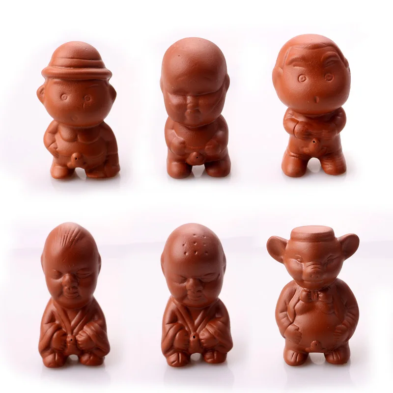 07(6pcs) Ручной работы прекрасный мальчик чай домашнее животное украшения Чай для домашних животных церемония играть Китайский Исин фиолетовый глина Чай Аксессуары - Цвет: 07(6pcs)