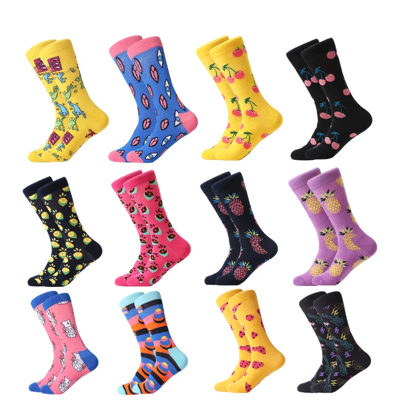 

LETSBUY разноцветные мужские носки Harajuku красочные веселые Веселые носки с черепом яйцом авокадо зеброй повседневные хлопковые носки на свадьбу Рождество