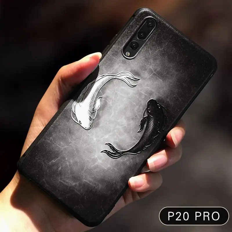 Рельефный Винтажный чехол в китайском и японском стиле для Huawei P20 с изображением