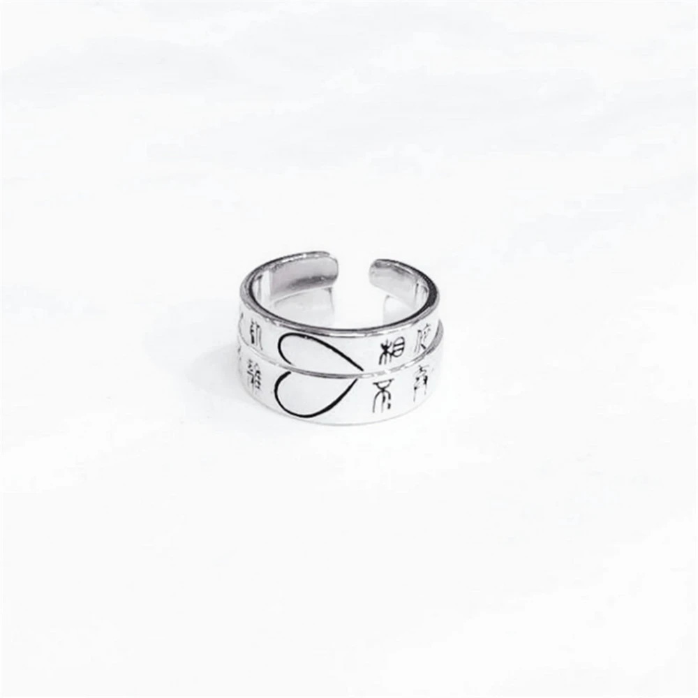 

ring letters heart shape couple lovers adjustable rings words anillos de plata ladies boho jewelry KCJ35