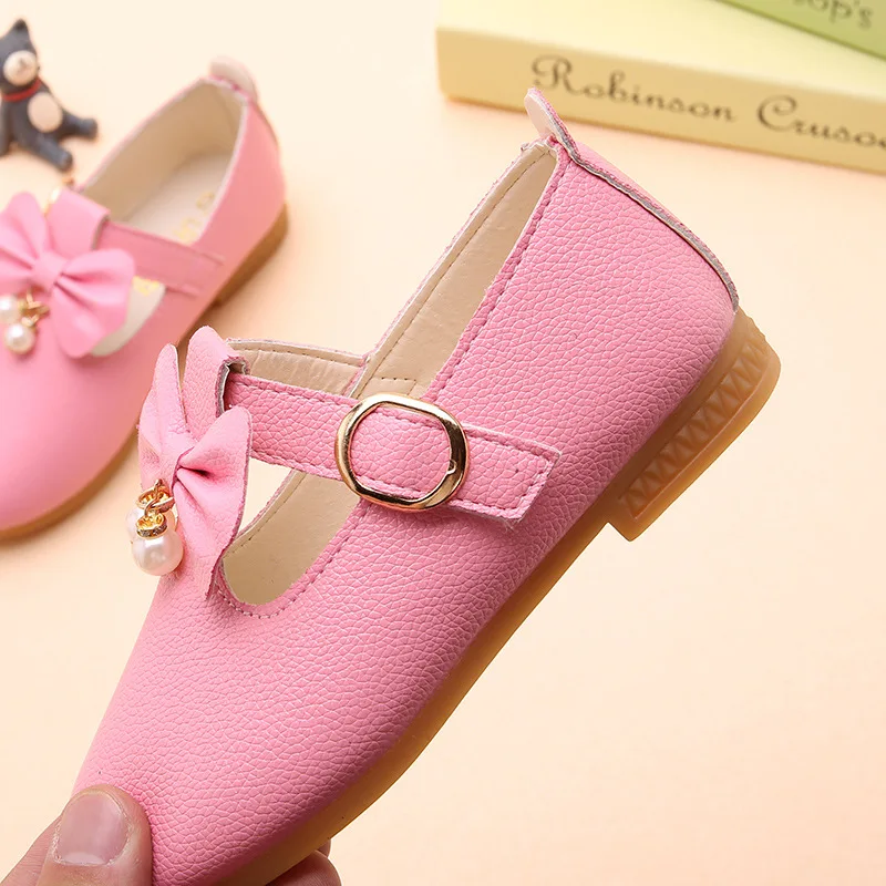 Детская кожаная обувь для танцев девочек 21 36 малышей детская принцессы с бантом
