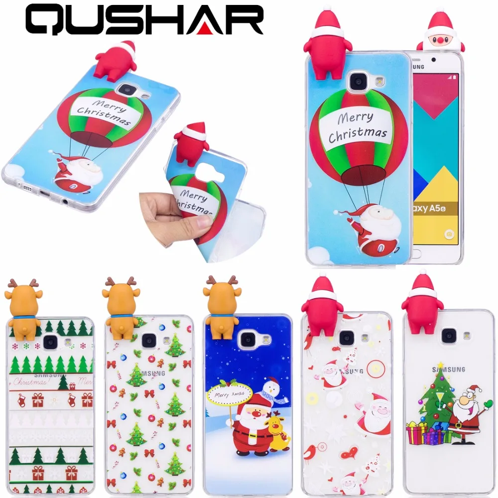 Qushar милый мультфильм 3D Санта Клаус Олень чехол для Samsung Galaxy A5 2016 A510 Мягкие TPU