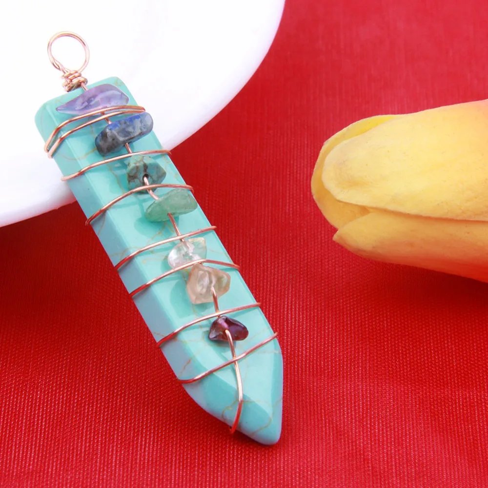 Натуральный голубой бирюзовый камень кристалл точка 7 чакра чипы бусины