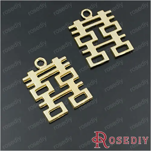 Оптовая продажа 31*24 мм Золотой Китайский Стиль для свадьбы сплава Талисманы