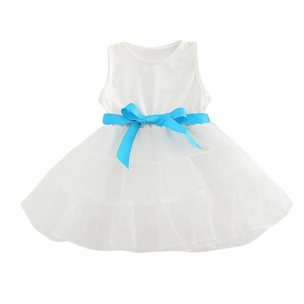 LONSANT Baby Girl Dress Infant Kid Solid Bowknot Yarn Princess Sleeveless lovely Children Girls summer fashion Clothes | Мать и ребенок