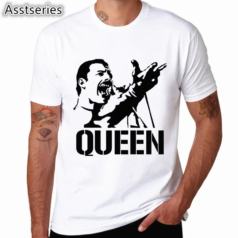 Freddie Mercury The Queen Band Футболка Мужская Хип Хоп рок хипстерская футболка повседневные