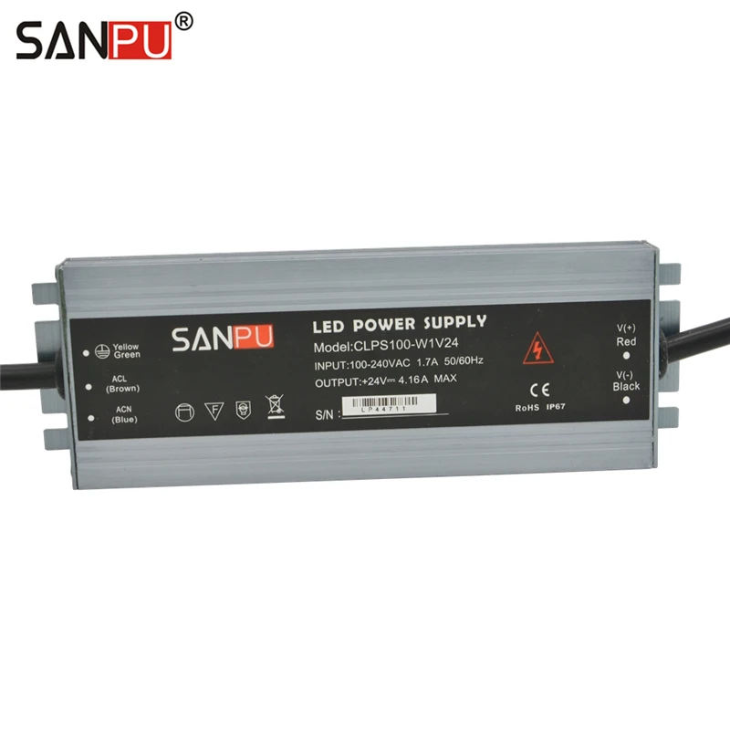 Светодиодный адаптер SANPU источник питания 100 Вт 24 В IP67 водонепроницаемый с