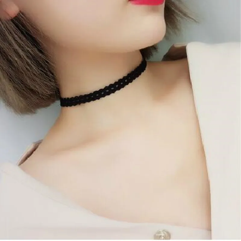 Сексуальное Ажурное черное кружевное колье женское элегантное готическое