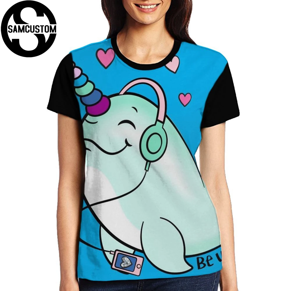 Женская футболка с коротким рукавом SAMCUSTOM женская принтом нарвала прослушивание