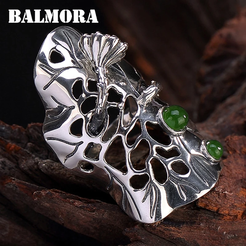 Женские открытые кольца с бутонами лотоса BALMORA Винтажные Ювелирные изделия для