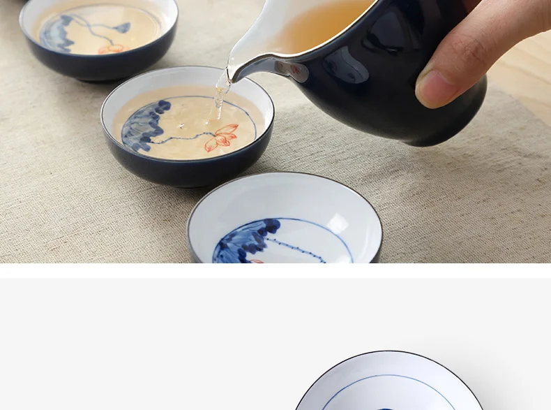 Цзиндэчжэнь Чайный набор кунг-фу белый фарфор домашний заварник Gaiwan, чайная чашка комплект японский ручная роспись белого и голубого цвета