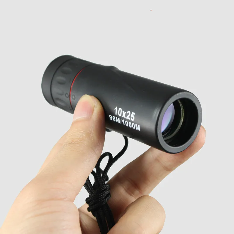 Mini 10X25 portable monocular Telescope shockproof monoculars telescope Focus Green Film Binoculo Optical Hunting Scope