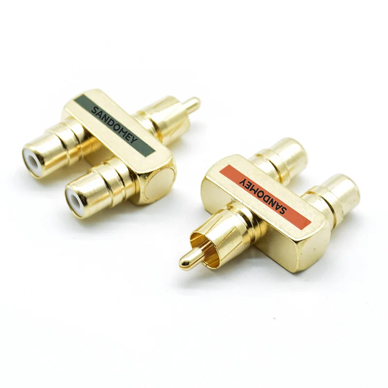 2pcs Monster Binary RCA аудио конверсионное соединение RCA 3 интерфейса позолоченный медный Лотос 1 Мужской на 2 Женский адаптер передачи