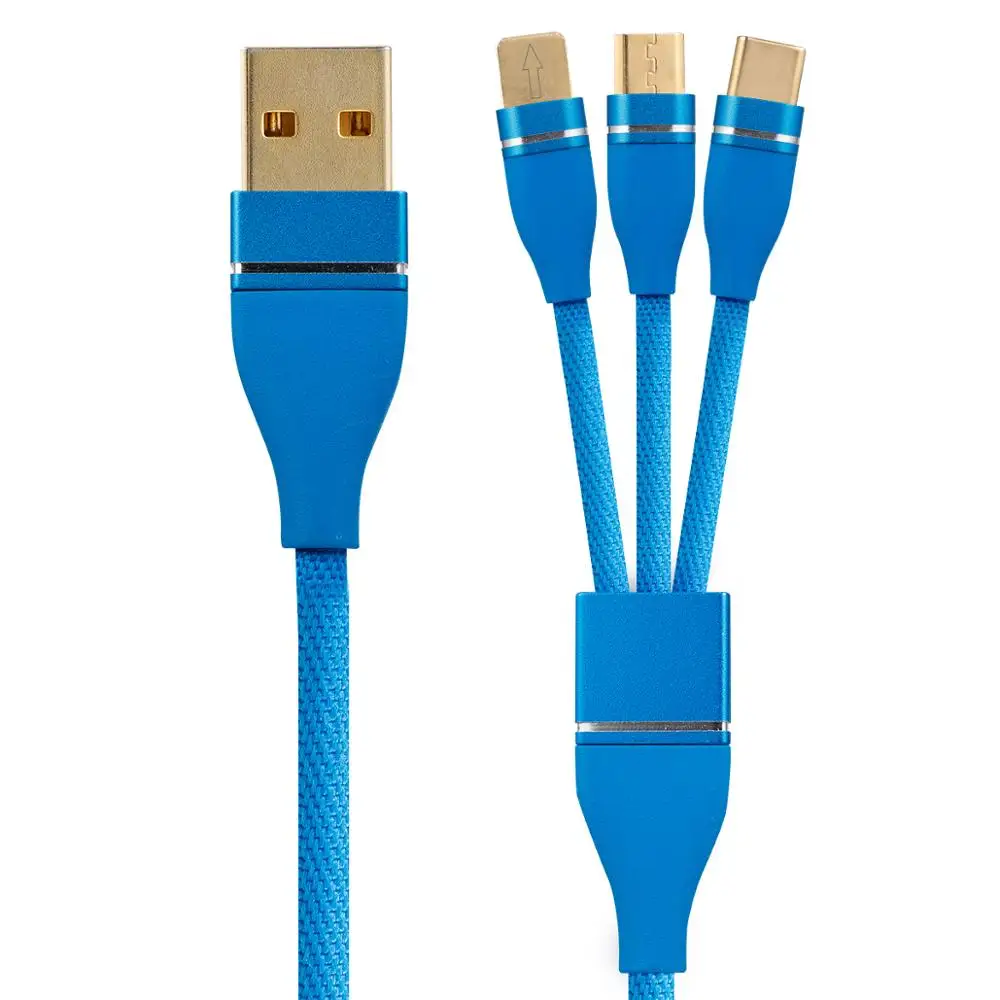 Инновационный Универсальный USB кабель Xiaomii 3 в 1 многоцелевой usb с нейлоновой