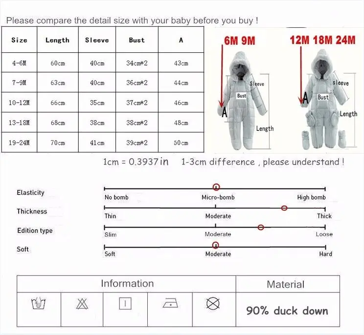 2022 Russia baby girls clothes winter feather clothing thicken down boys newborn snowsuits infantil overalls |