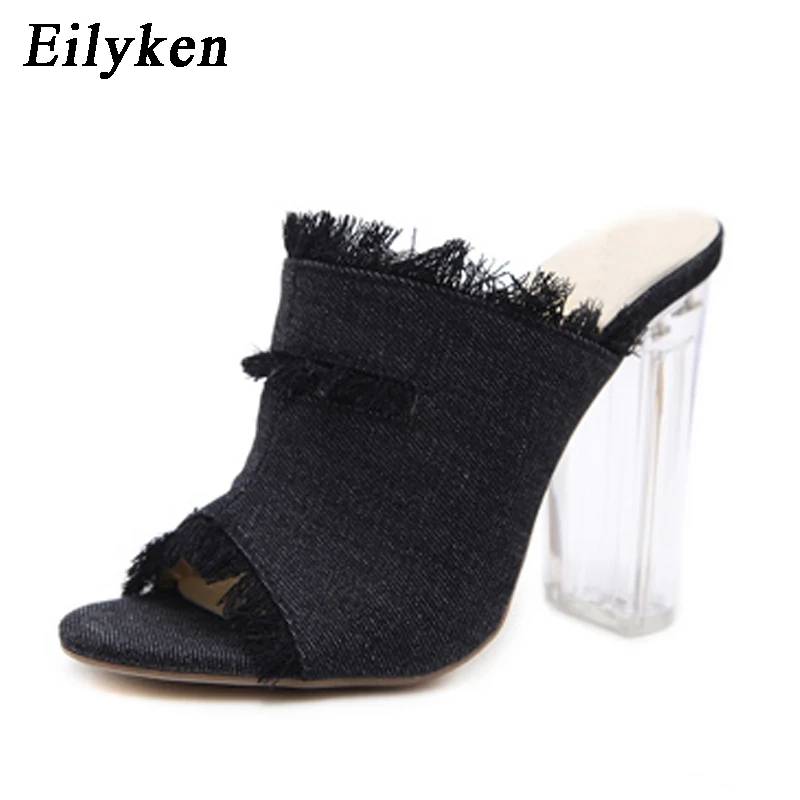 Eilyken/; Летние сандалии-гладиаторы; шлепанцы; туфли-лодочки на высоком каблуке; Модные женские сандалии из джинсовой ткани в римском стиле; Размеры 35-40