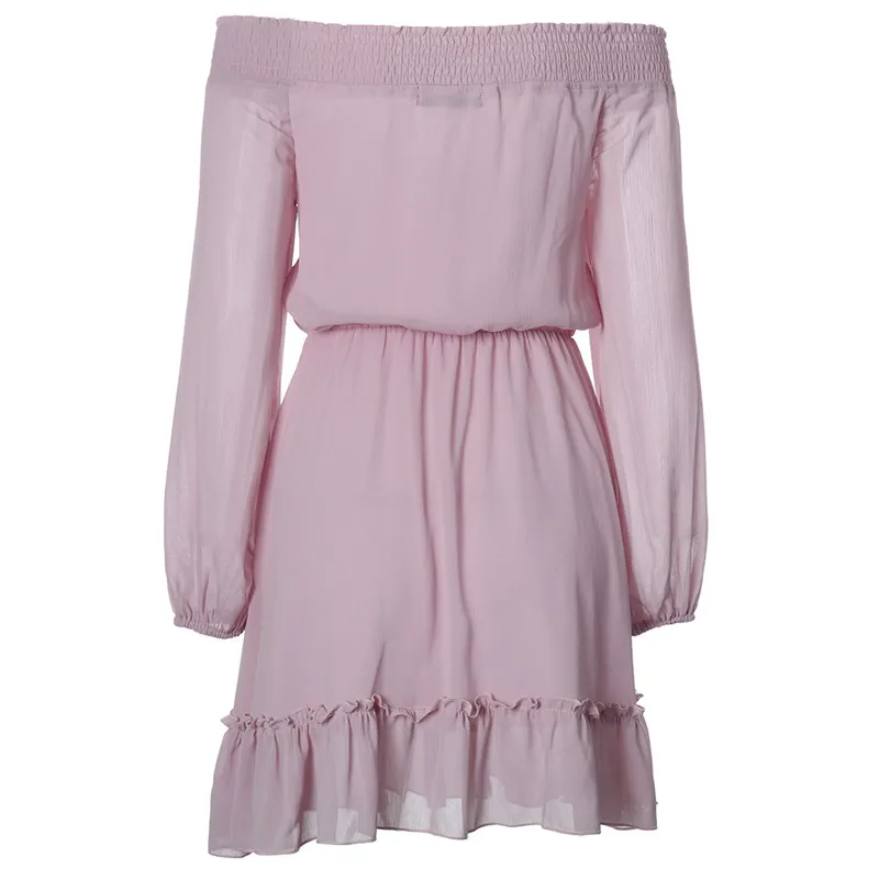 Boho шифоновые платья с вырезом лодочкой летние пляжные мини фонарики длинным