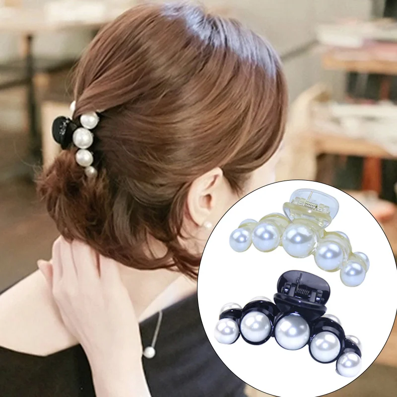 1 Pcs Faux Pearl Jaw Clips Women Hair Ponytail Claw Clip Hairpin Clamps M8694 | Украшения и аксессуары