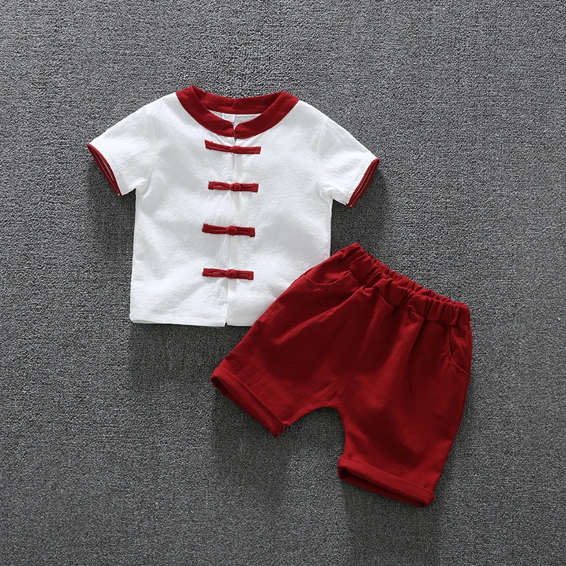 Boys dinastia china hanfu baby cotton linen wholesale children 2pcs outfit retro vintage chinese modern style clothing | Детская одежда