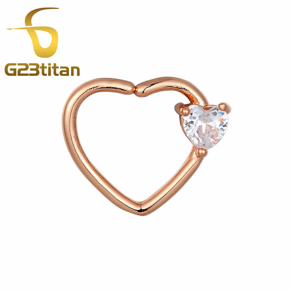 Ear Daith Piercing CZ обруча пирсинг для носа Перегородка кольцо сердце дизайн пирсинг для хряща в форме сердца ушной хрящ спираль украшение-серьга для тела - Окраска металла: Ear Daith Piercing