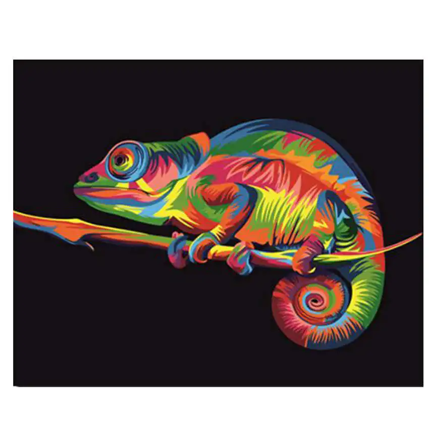 lizard painting 12 Diy картина по номерам, Мак, Раскраска по номерам, красочный Кот Раскраска по номерам - Цвет: lizard painting 12
