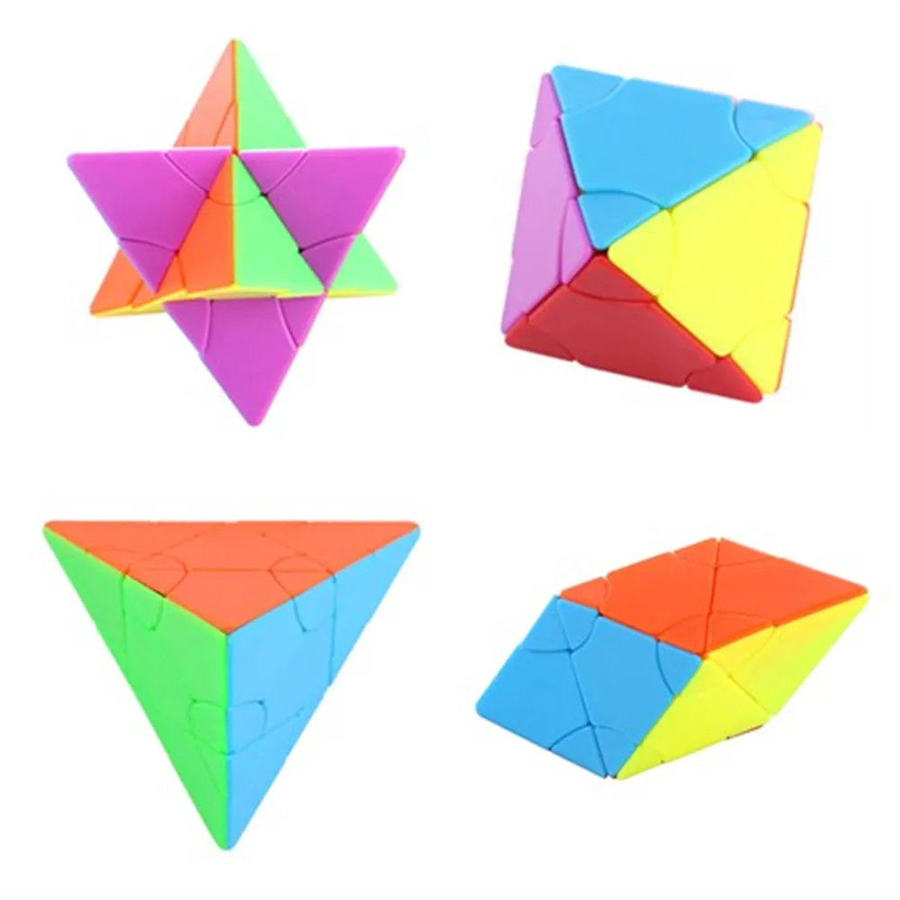 Fangshi Lim 2x2 Сменные Пирамида/Twin башни/октаэдр/шесть Цветовая Призма Magic Cube Puzzle игрушки-Цвет ful - Цвет: Set