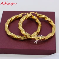 adixyn 5 5cm african big circle earrings for women gold color ethiopian twisted earrings arab jewelry n01092