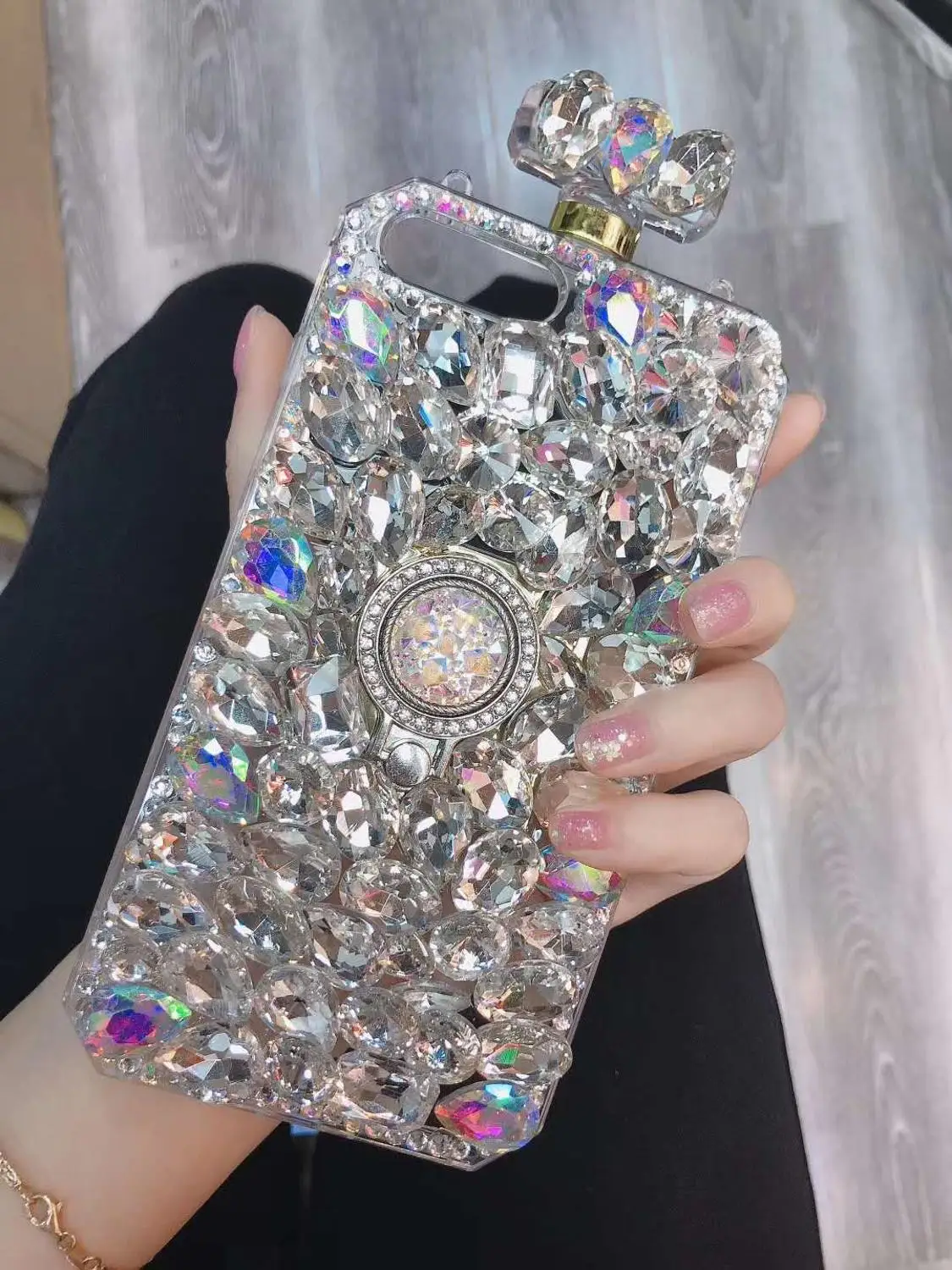 Блестящий Кристалл горный хрусталь кейс для духов iPhone XS MAX XR X Bling Алмазный кольцо