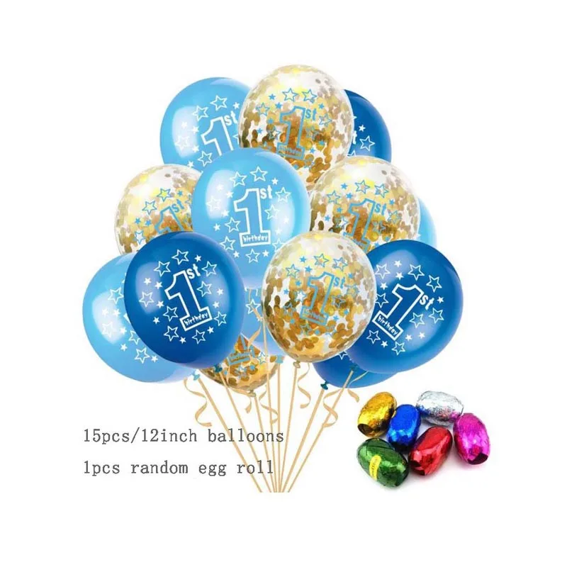 

Twins Baby Shower Blue Boy Girl Latex Balloons One 1 Year Old First Happy Birthday Party Decoration 1st Birthday Decorations