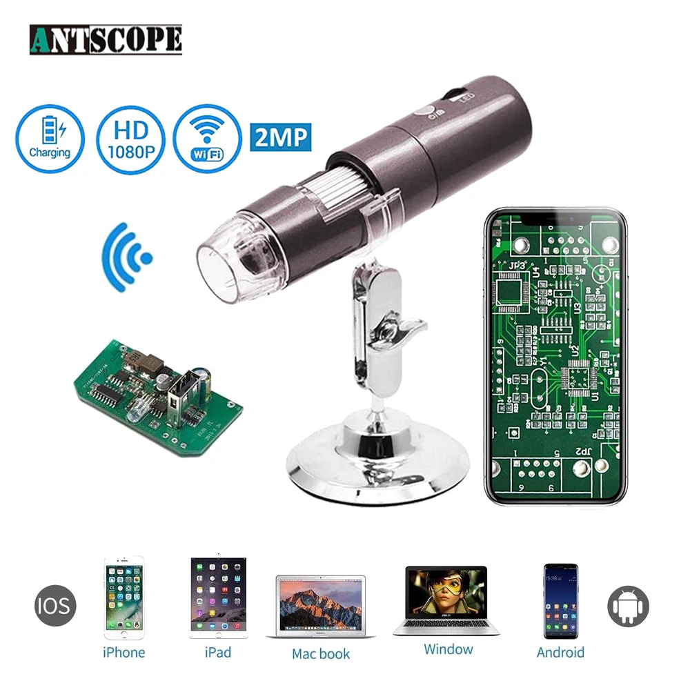 1080P wifi цифровой микроскоп 1000X зум Камера IOS Android Iphone Windows электронный микроскоп 8 Светодиодный светильник Ручной USb камера