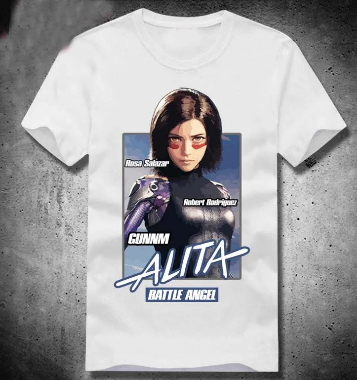 Новинка Alita: футболка с изображением ангела, футболка для косплея хлопковая летняя футболка с короткими рукавами, топы, летняя хлопковая модная футболка с короткими рукавами