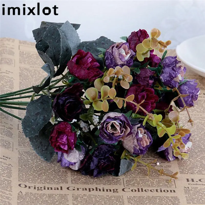Imixlot 1 букет Новое поступление искусственные розы цветы для спальни гостиной