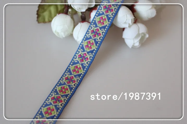 blue2 20 ярдов/серия шириной 1,7 см тканые жаккардовые ленты с цветочным узором 8 цветов для одежды шляпы и сумки аксессуары LS-9485 - Цвет: blue2