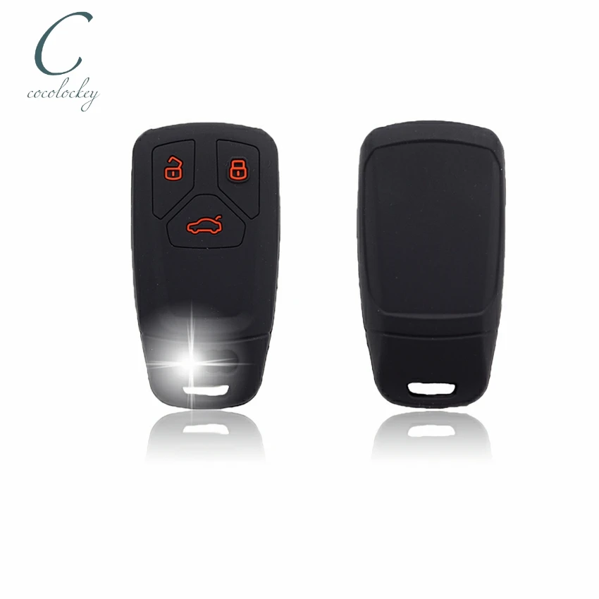 

Cocolockey Car Key Cover Case For audi a4 b9 q5 q7 tt tts 8s 2016 2017 3Button Smart Key Silicone Key Case In Black Car styling