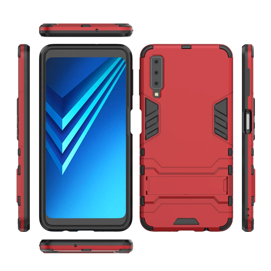 С Стенд Гибридный чехол для Samsung Galaxy A7 2018 Жесткий Силиконовый + PC защитный samsung a7 A750