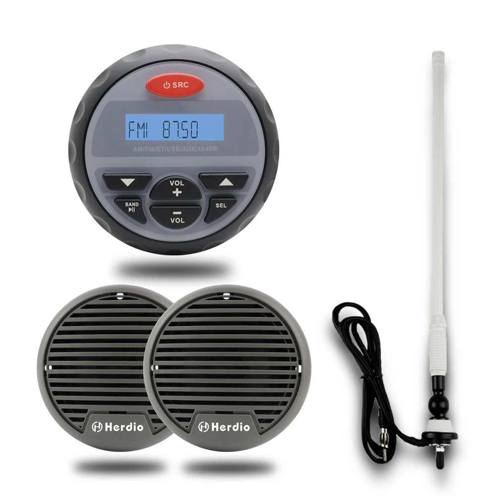 IP66 Водонепроницаемый морской Калибр Радио FM AM Аудио Стерео Bluetooth + крошечные