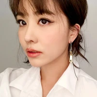 miara l s925 silver needle korean temperament simple retro hipster long zipper lock earring pendant personality earrings