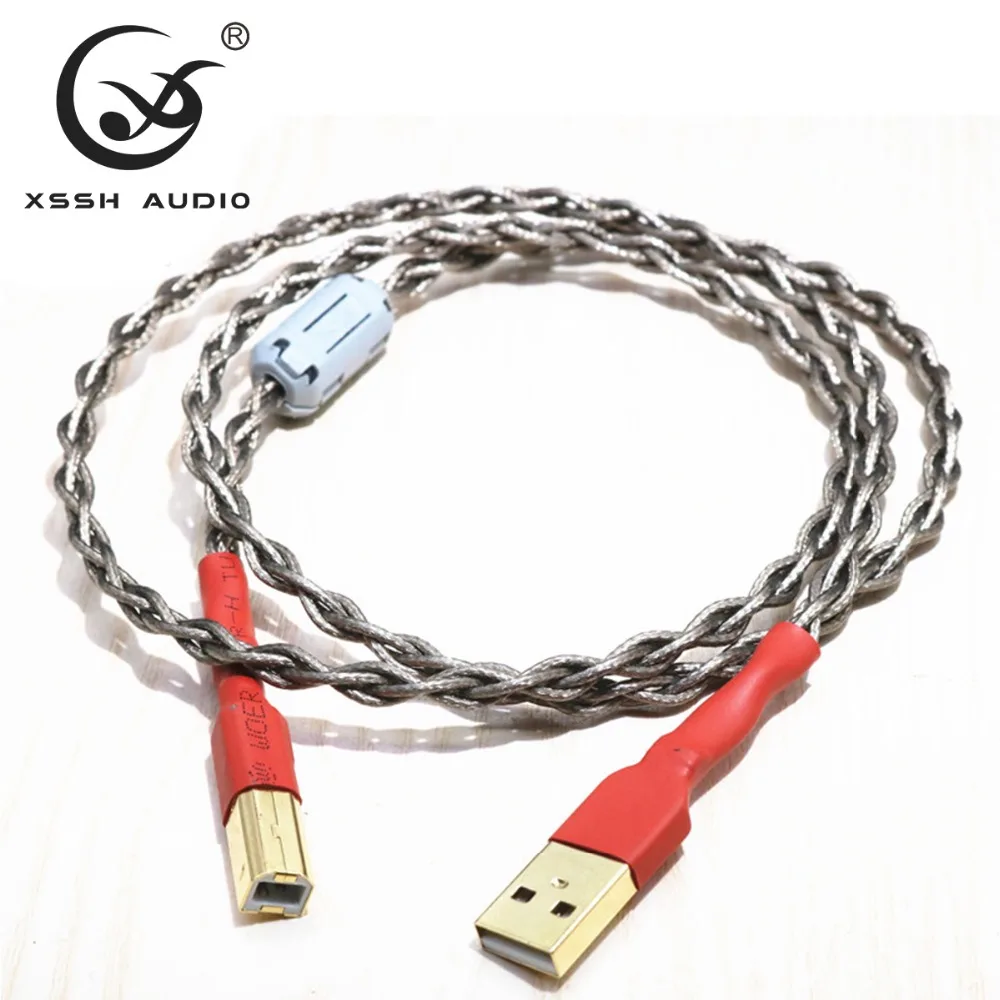 XSSH аудио OFC Чистая медь Серебристый Аудио удлинитель Кабель оплетка Aux USB DAC AV