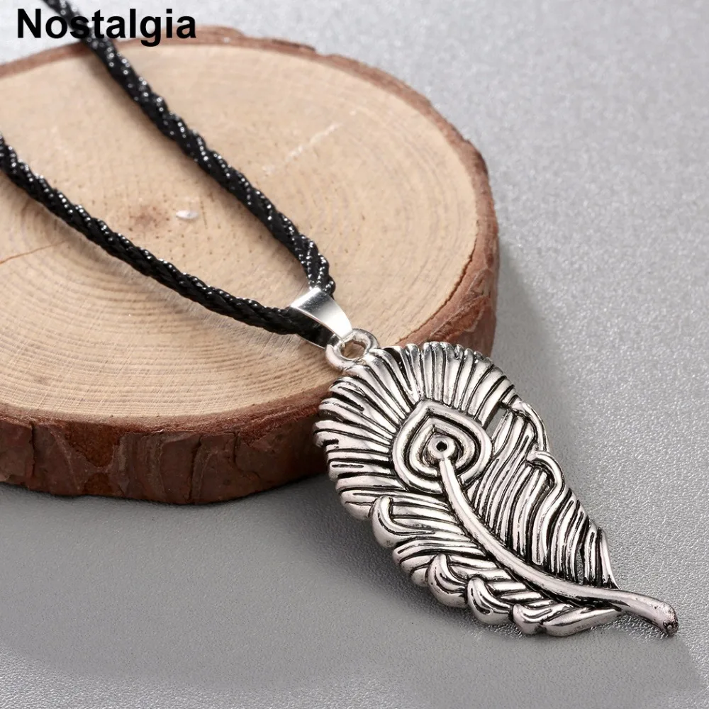Ностальгия Винтаж кулон птица перо ожерелье Подарки для женщин индийские