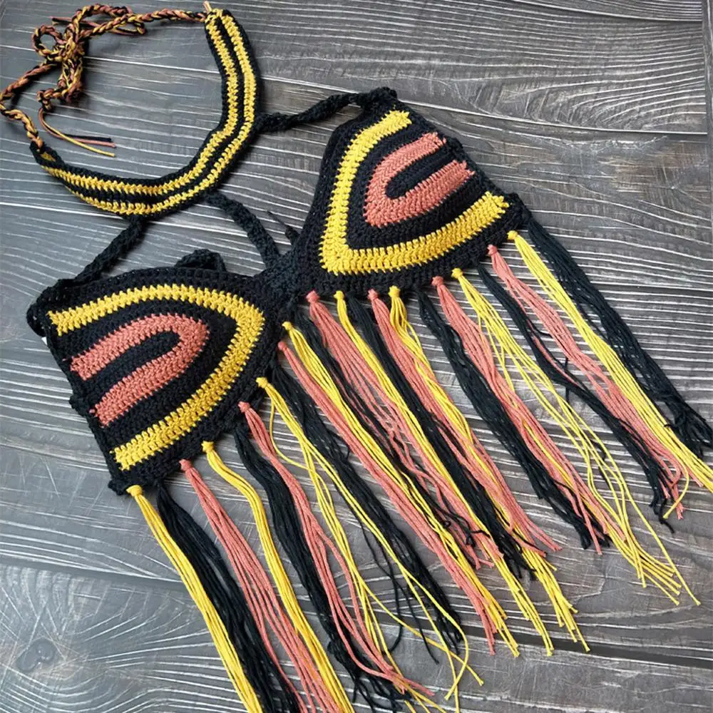 Женский купальник бикини с кисточками и цветочным принтом бандо бахромой