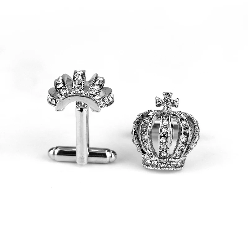 Роскошные запонки с короной и кристаллами искусственная кожа мужской костюм